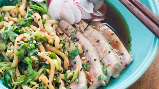 Tuna and Udon Noodle with Ginger Dressing