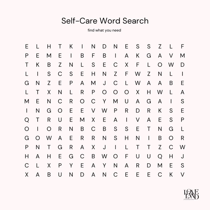 The Loveland Foundation: Self-Care Word Search