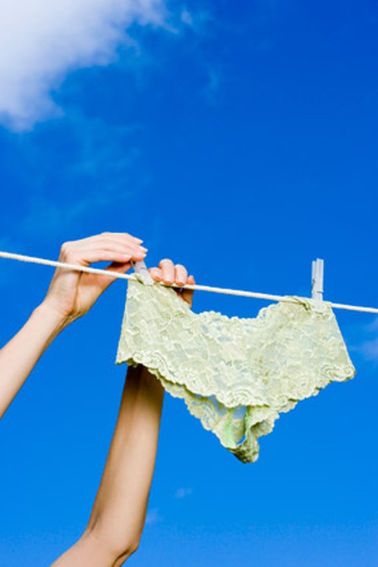 Hanging underwear out to dry