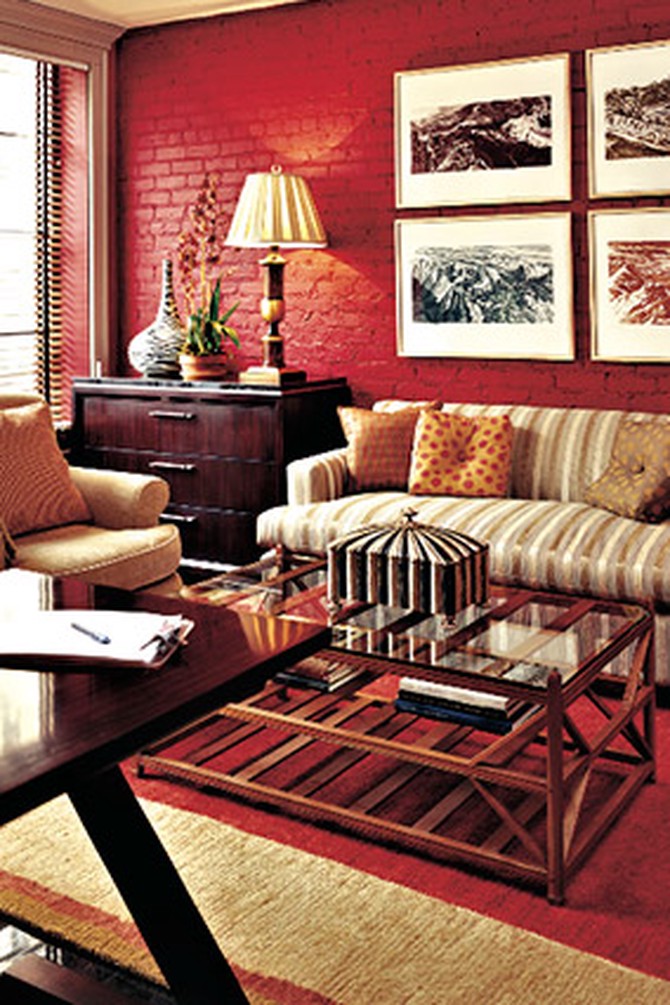 Red Living Rooms Design Ideas, Decorations, Photos
